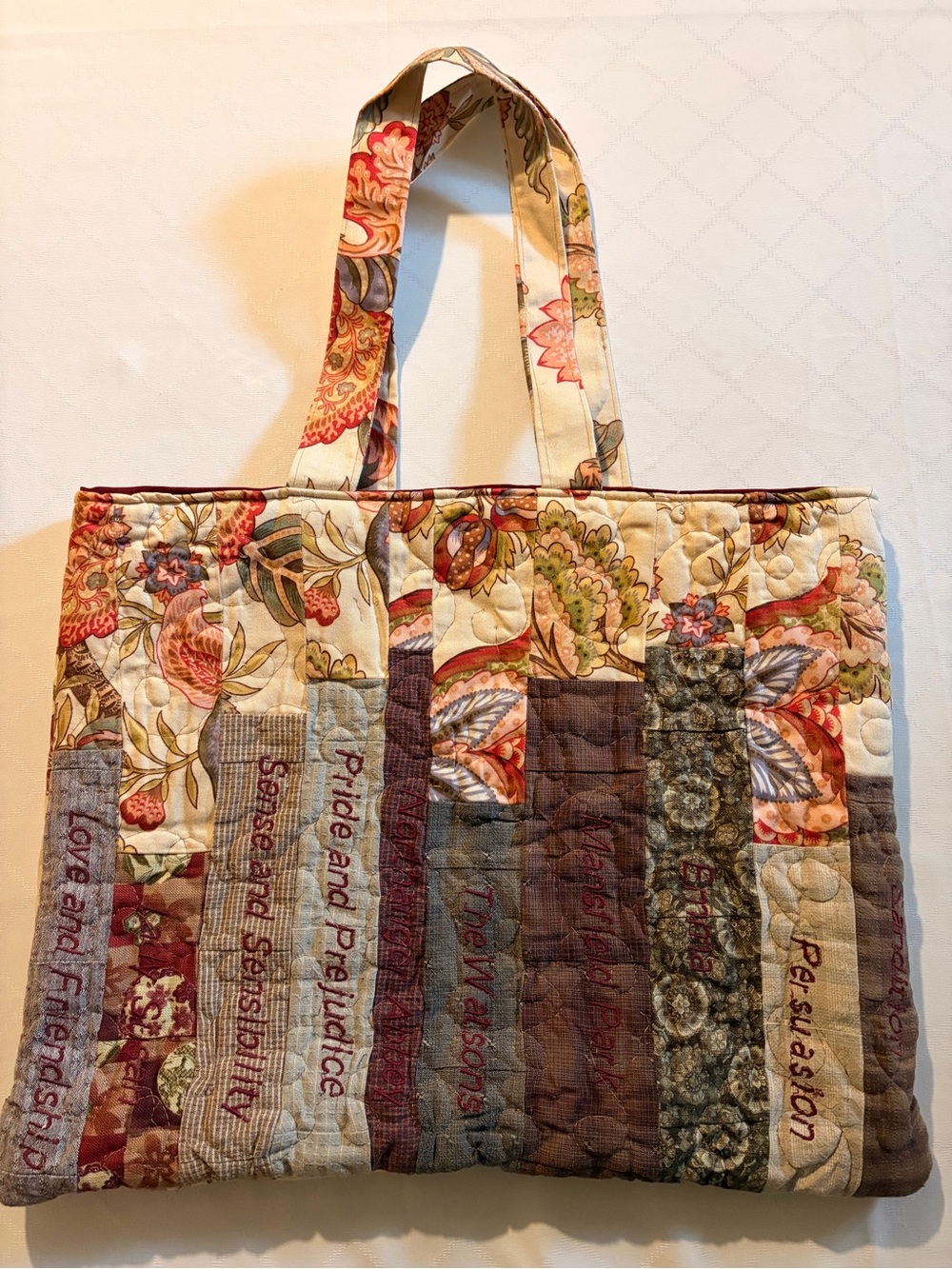 Jane Austen Literary Quilted Tote Bag